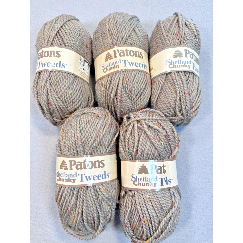 Patons Shetland Chunky Tweeds Yarn Lot of 5 Premier TOASTY TWEED Wool Blend